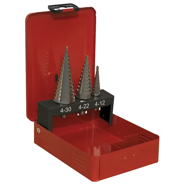 Sealey - AK4733 Double Flute hss M2 Step Drill Bit Set 3pc