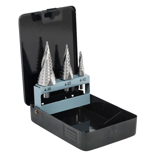 Sealey - AK4746 Double Flute hss 4341 Step Drill Bit Set 3pc