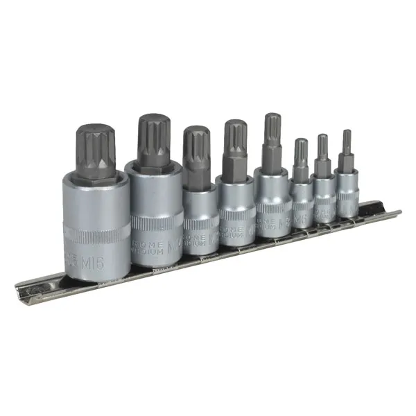 Sealey 8 Piece Combination Drive Spline Socket Bit Set Combination