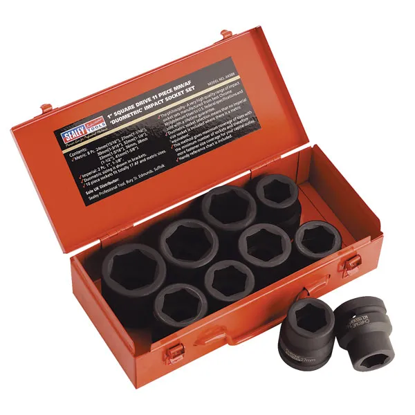 Sealey AK688 Impact Socket Set 10pc 1"sq Drive Metric/imperial