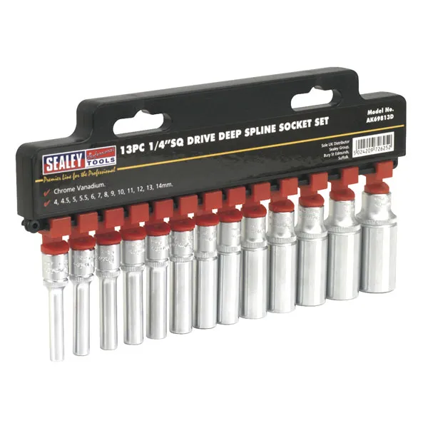 Sealey 13 Piece 1/4" Drive Deep Total Drive Socket Set 1/4"