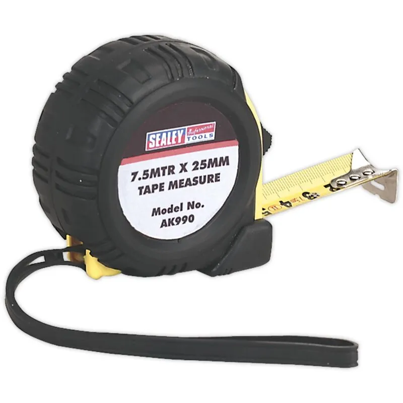 Sealey - AK990 Metric/Imperial Rubber Tape Measure 7.5m(25ft) x 25mm