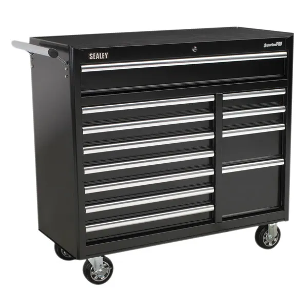 Sealey Superline Pro 12 Drawer Heavy Duty Roller Cabinet Black