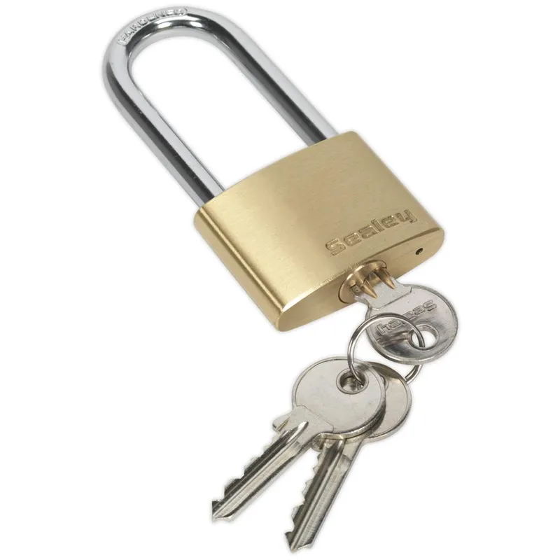 PL102L Brass Body Padlock Long Shackle 50mm - Sealey