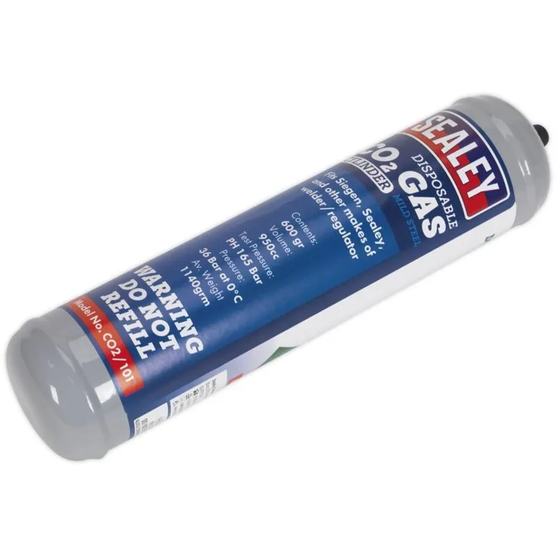 Sealey - CO2/101 Disposable Carbon Dioxide Gas Cylinder 600g