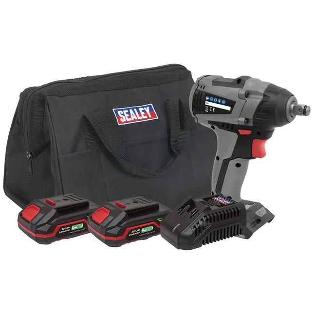 Sealey - CP20VIWXKIT Premier SV20 Series 1/2'Sq Drive Brushless Cordless Impact Wrench Kit 20V 4Ah - 2 Batteries
