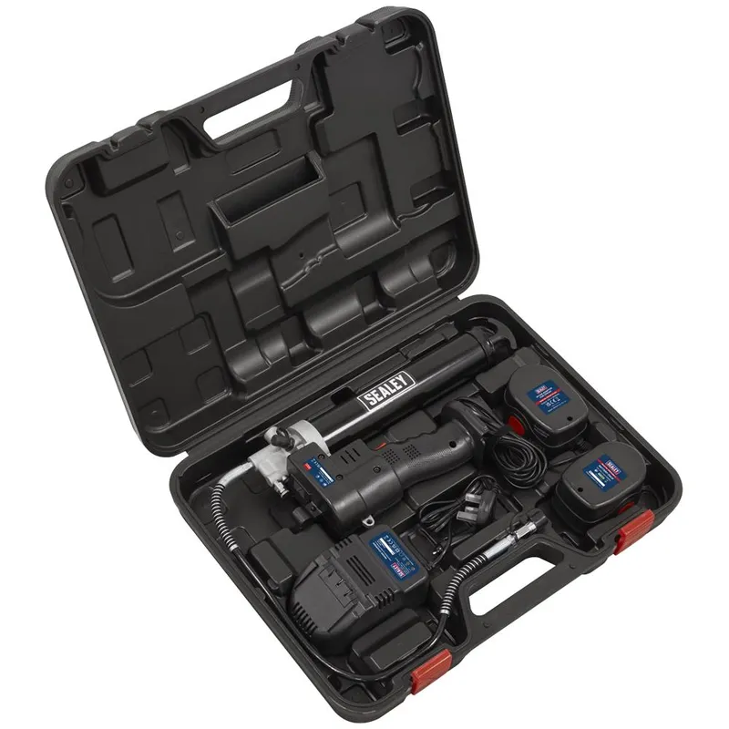 Sealey CPG12V 12v Cordless Grease Gun 1 x 1.7ah Li-ion Battery Charger Case