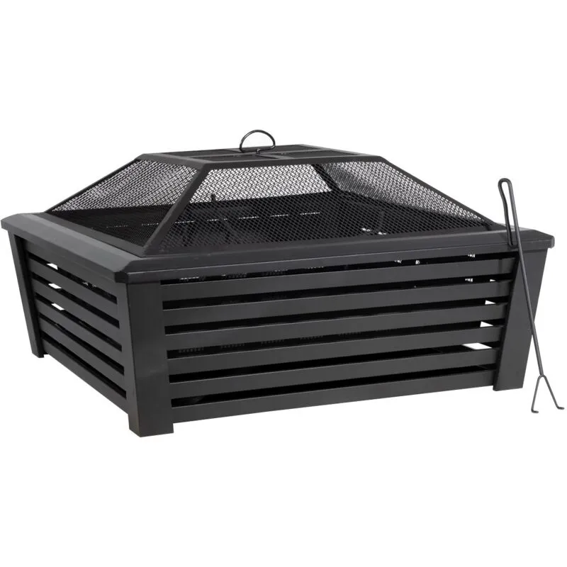Sealey - Dellonda 35'' Square Outdoor Fire Pit, Black DG43