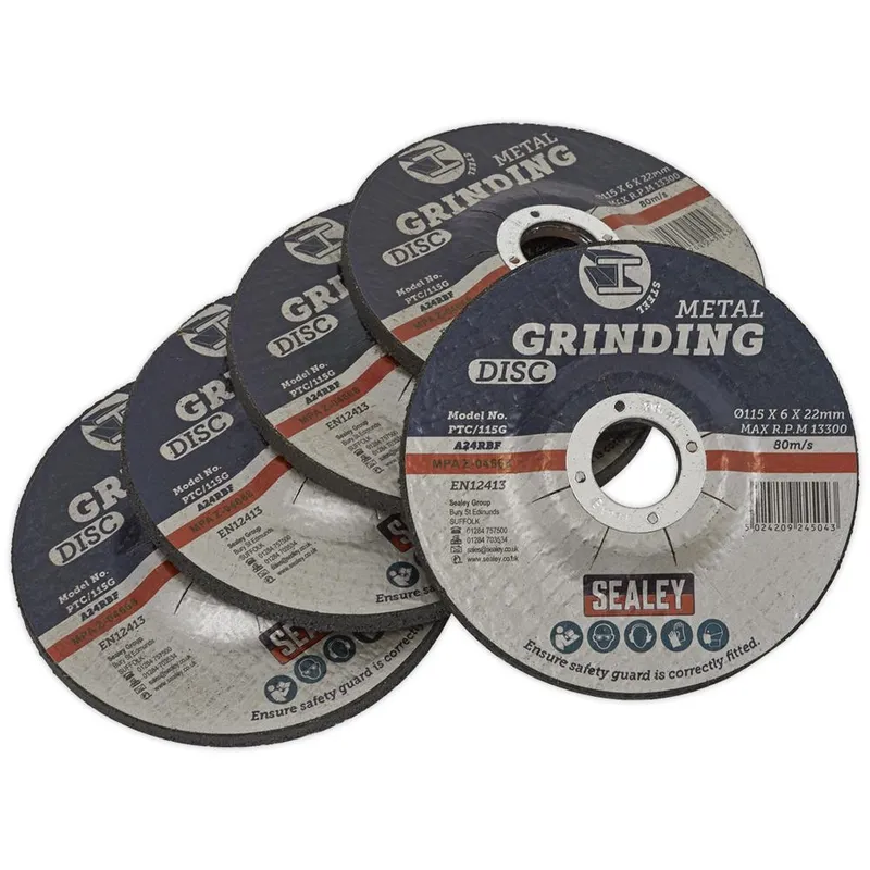 Sealey Depressed Centre Grinding Disc 115mm Pack of 5