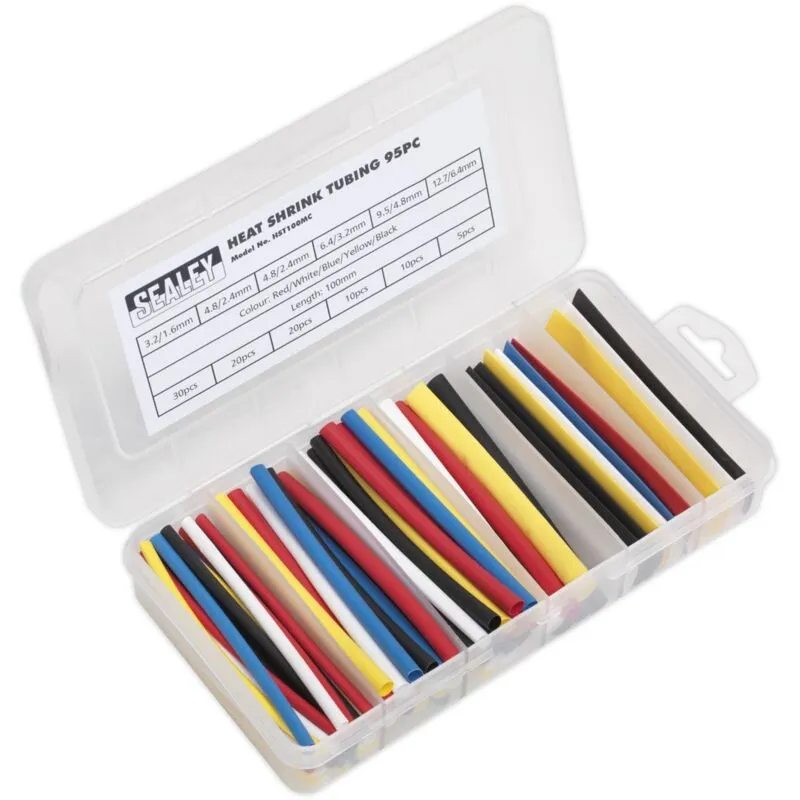 Sealey - HST100MC Heat Shrink Tubing Assortment 100mm 95pc - Mixed Colours