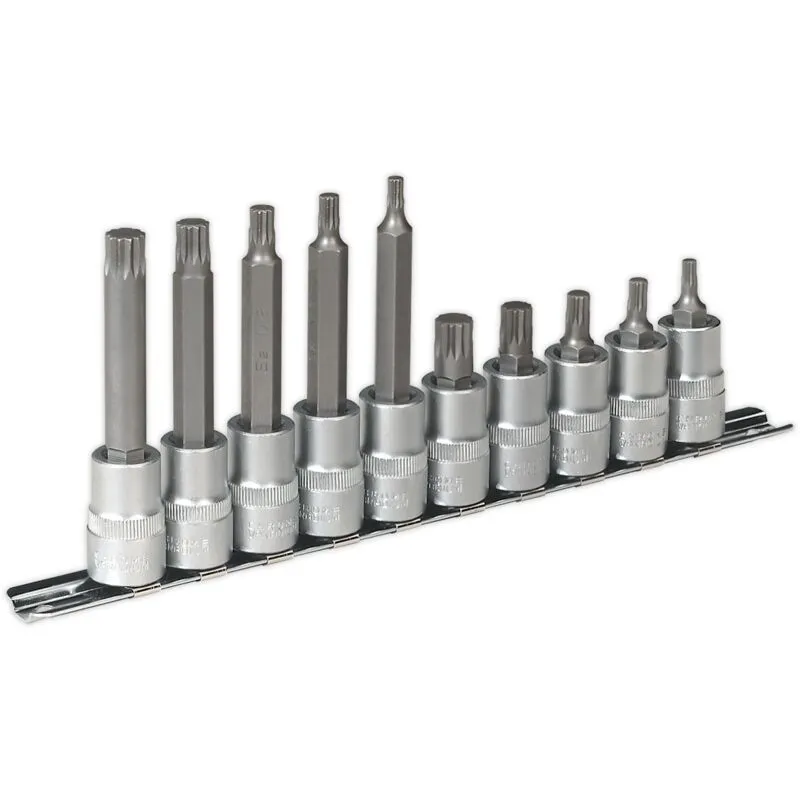 Sealey 10 Piece 3/8" Drive Spline Socket Bit Set 3/8"