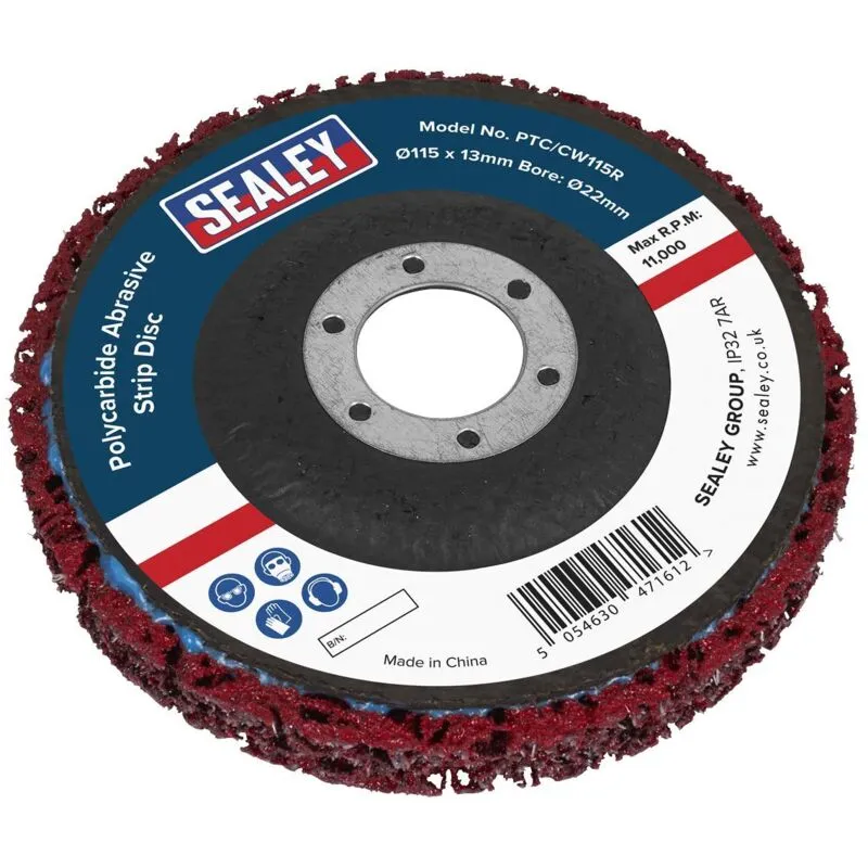Sealey - Ptc/CW115R Polycarbide Abrasive Strip Disc 115 x 13 x 22mm - Red