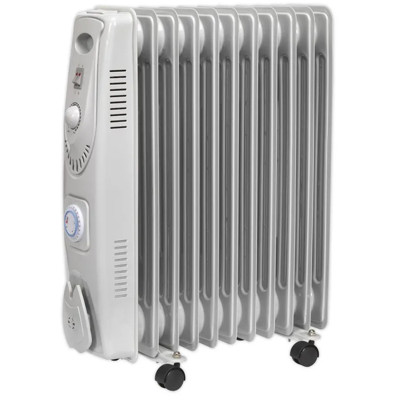 Sealey RD2500T Oil Filled Radiator with Thermostat and Timer 240v