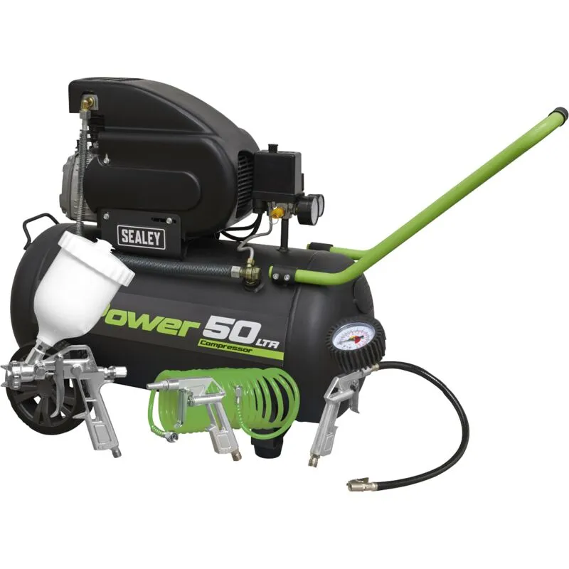 Sealey - SAC5020EPK 50L Direct Drive Air Compressor 2hp with 4pc Air Accessory Kit