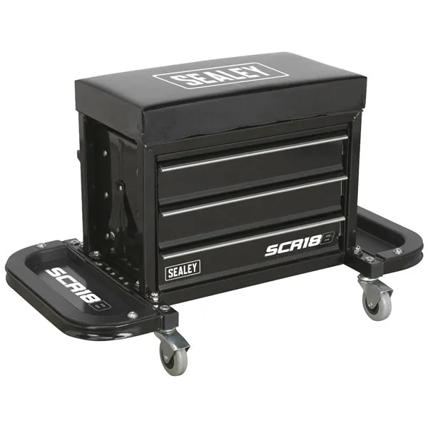 Sealey SCR18B Mechanic's Utility Seat & Toolbox - Black
