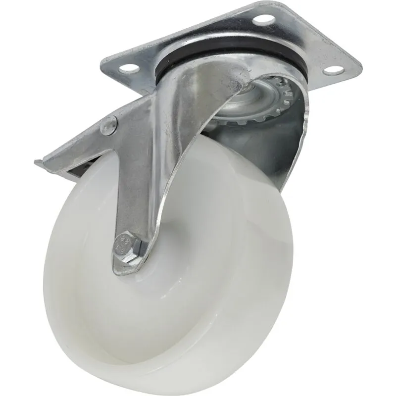 Sealey Swivel Plate Total Lock Castor White Polyamide 125mm