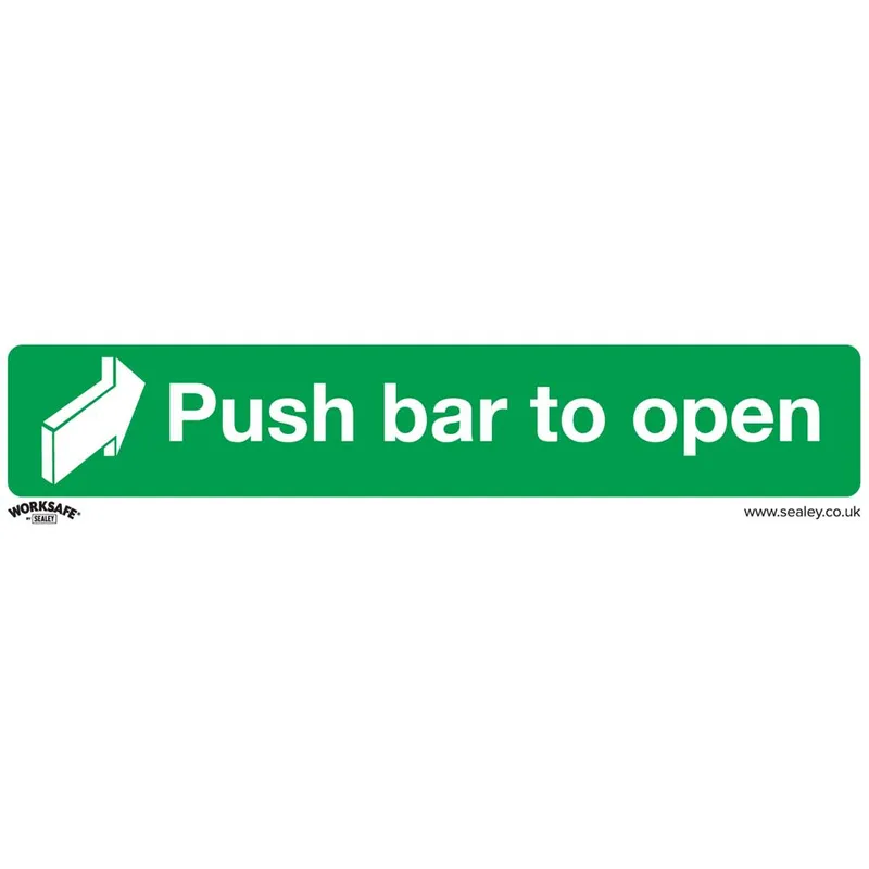 Sealey Self Adhesive Vinyl Push Bar To Open Sign Pack of 10 300mm 70mm Standard