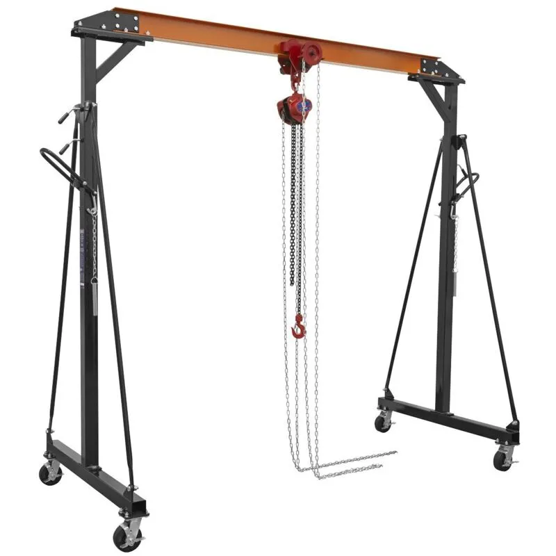 Sealey Portable Adjustable Gantry Crane & Geared Trolley Combo 1 Tonne