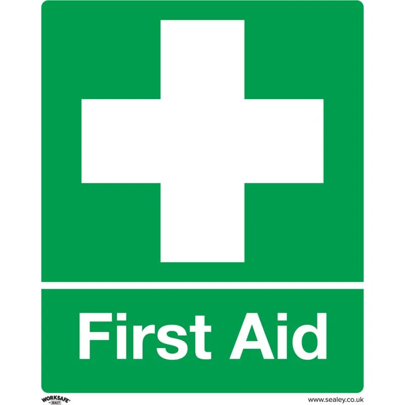 Sealey - Worksafe Safety Sign - First Aid - Self-adhesive Vinyl, Pack of 10