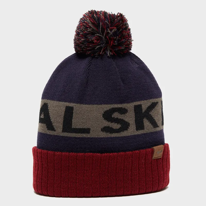 Sealskinz Waterproof Knitted Bobble Hat, Blue/Red L-XL