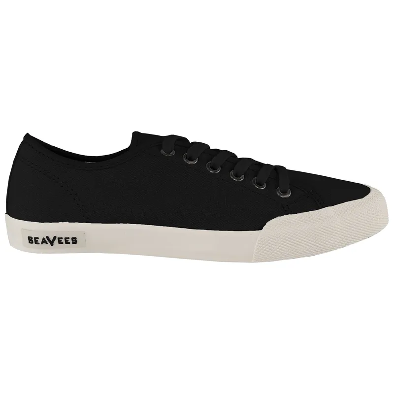 Seavees Men's Monterey Lace-Up Black Canvas Plimsolls Size: 7 Black