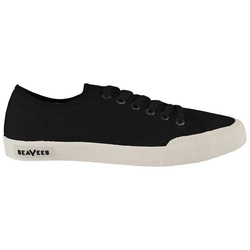 Seavees Men's Monterey Lace-Up Black Canvas Plimsolls Size: 11 Black