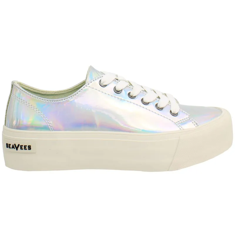 Seavees Monterey Platform Sun Valley Womens Silver Shoes - Size Uk 5