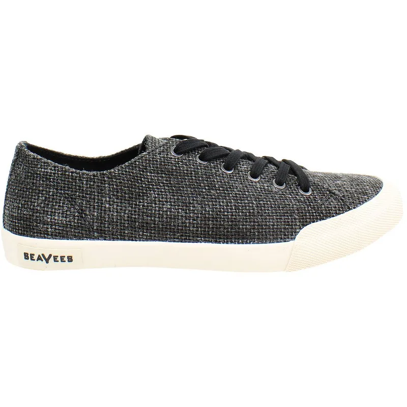 Seavees Women's Monterey Raffia Lace-Up Black Synthetic Plimsolls Size: 6 Black