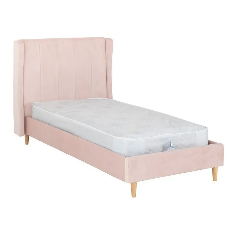 Seconique - Amelia 3 Feet Bed Frame - L211 x W114 x H115 cm - Pink Velvet Fabric