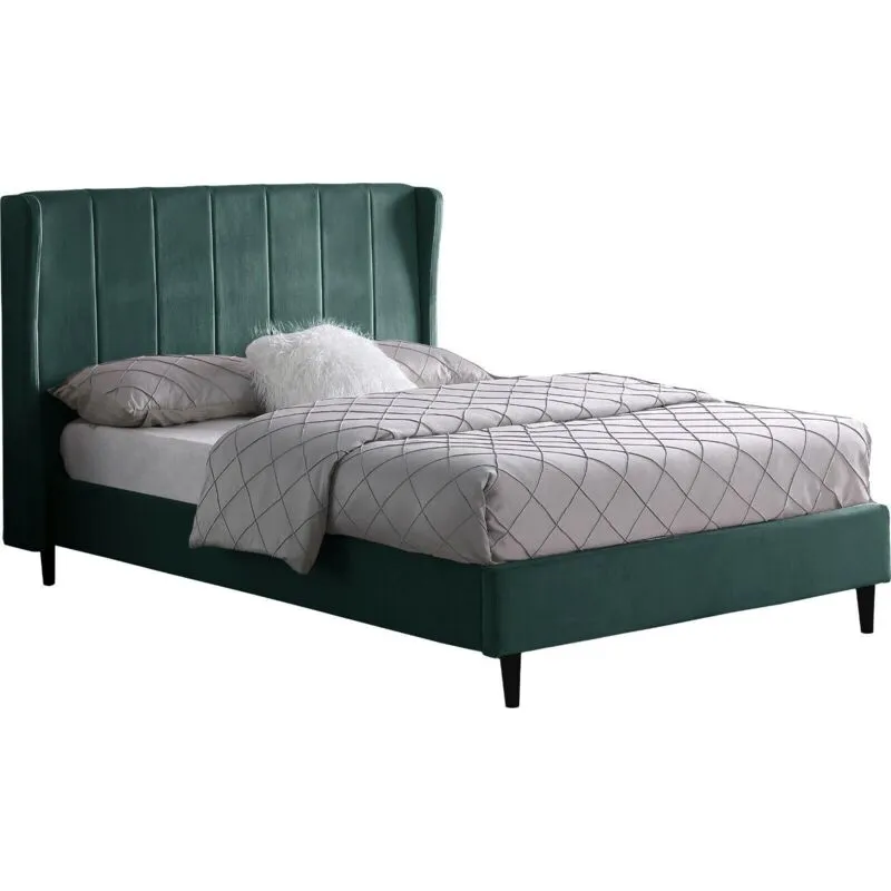 Seconique Amelia 4 Feet 6 Inches Bed Frame - L211 x W160.5 x H115 cm - Green Velvet Fabric
