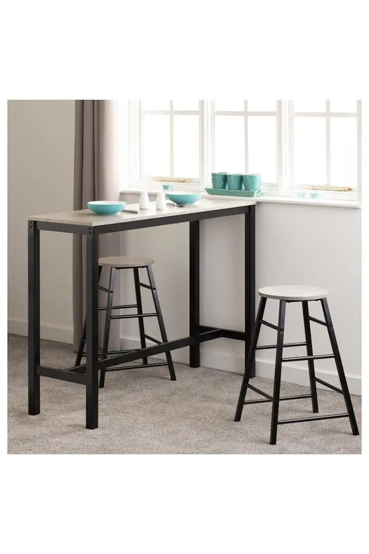 Seconique Athens Breakfast Bar Set - Concrete Effect/Black
