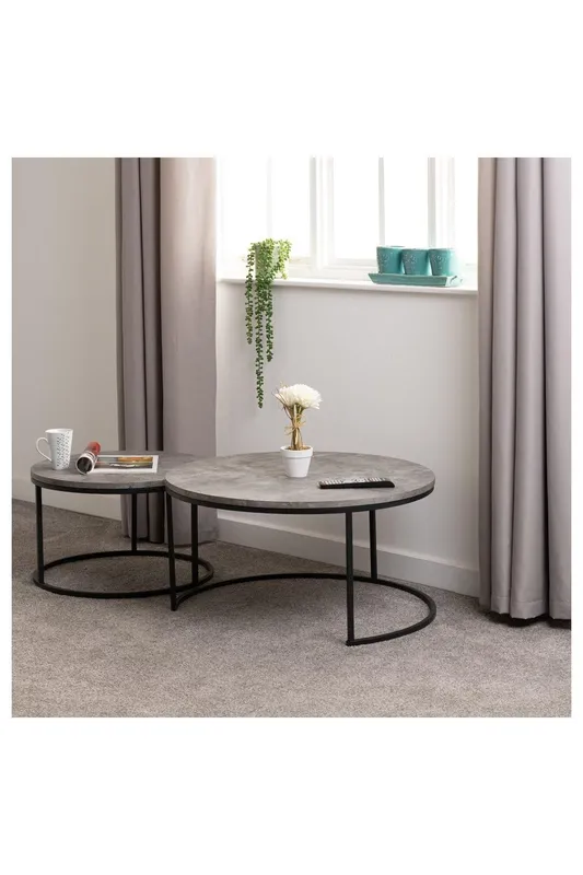 Seconique Athens Round Coffee Table Set in Charcoal Charcoal