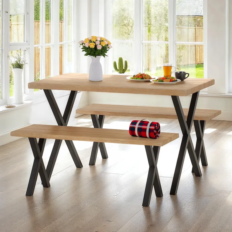 Seconique Buxton Dining Bench Set in Light Oak Light Oak