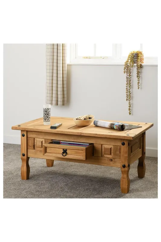 Seconique Corona 1 Drawer Coffee Table in Natural Natural