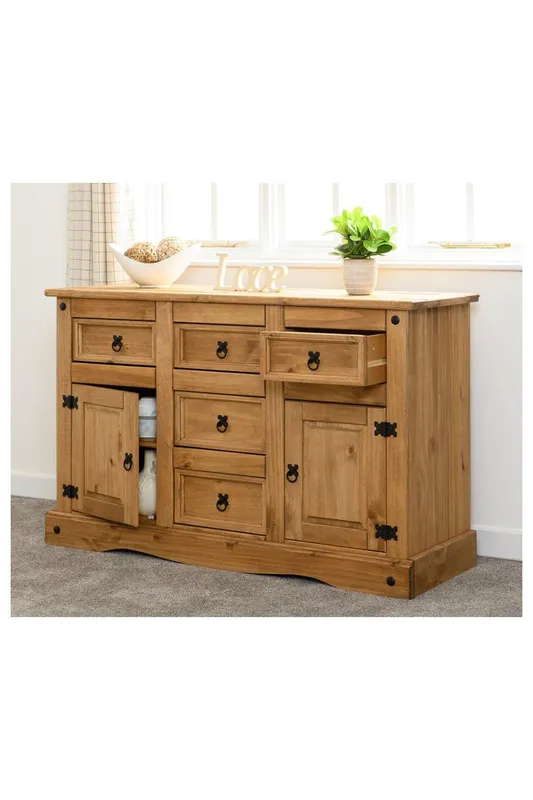 Seconique Corona 2 Door 5 Drawer Sideboard in Natural Natural