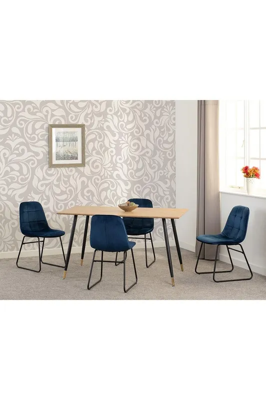 Seconique Hamilton Medium Dining Set with Lukas Chairs in Blue Blue