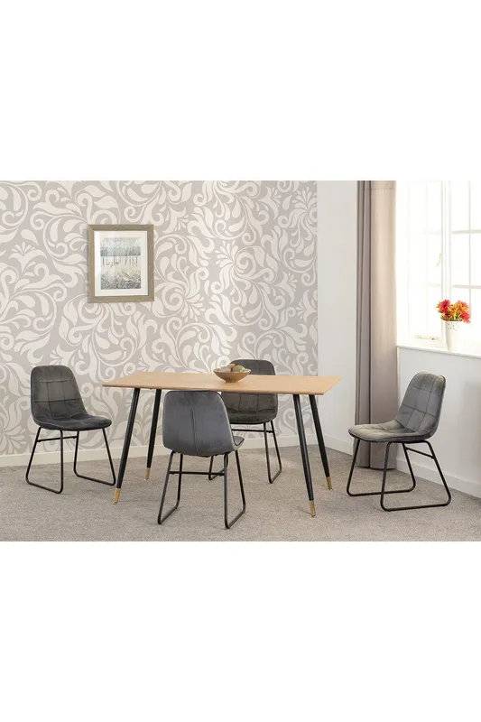 Hamilton & Lukas Medium Indoor Dining Set - Medium Oak Effect/Grey Velvet