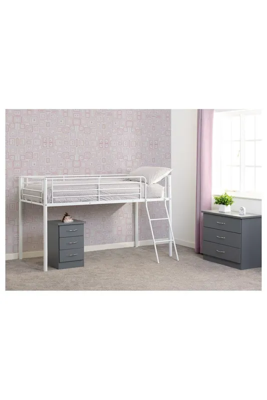 Seconique Kora Mid Sleeper Metal Bed Frame in White Finish fits 3ft Single Mattress