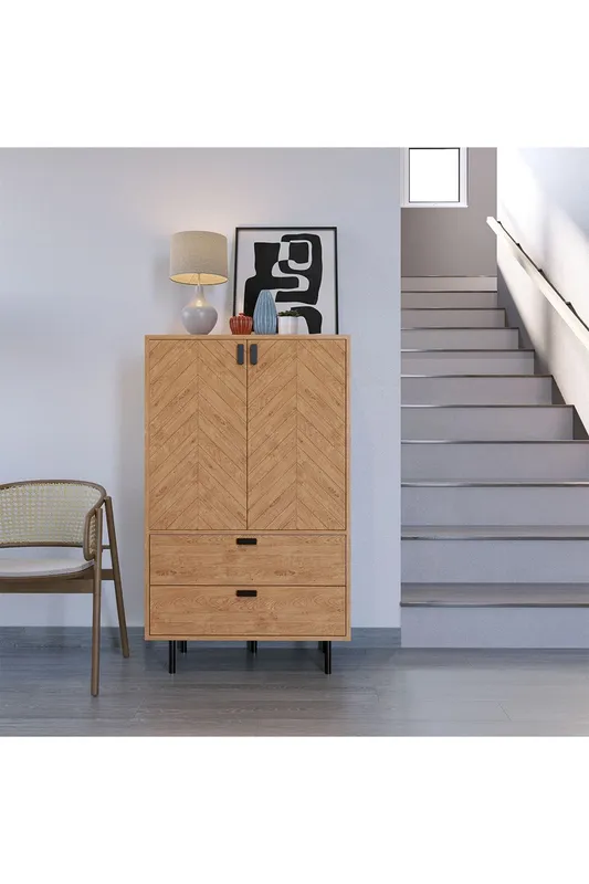 Seconique Leon 2 Door 2 Drawer Cabinet in Natural Natural