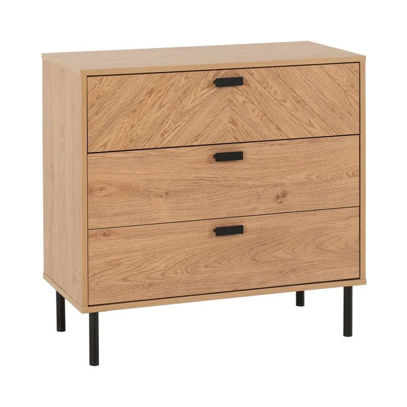 Seconique Leon 3 Drawer Chest in Natural Natural