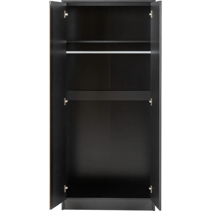 Seconique Malvern 2 Door Wardrobe in Black Black