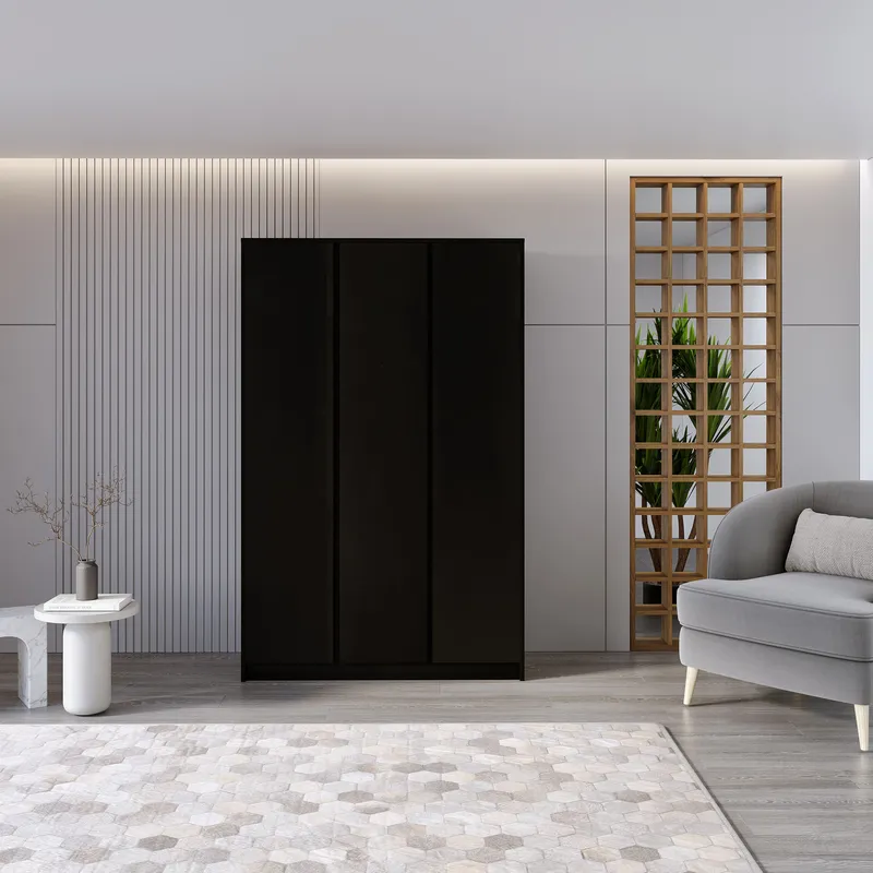 Seconique Malvern 3 Door Wardrobe in Black Black