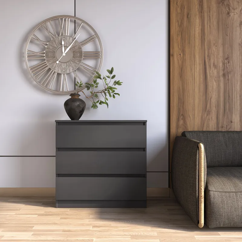 Seconique Malvern 3 Drawer Chest in Grey Grey