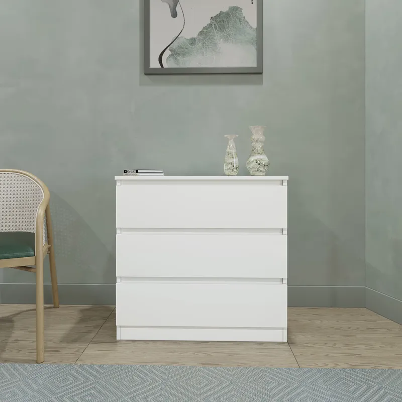 Seconique Malvern 3 Drawer Chest in White White