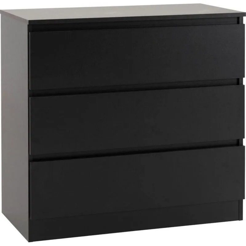Seconique Malvern 3 Drawer Chest in Black Black