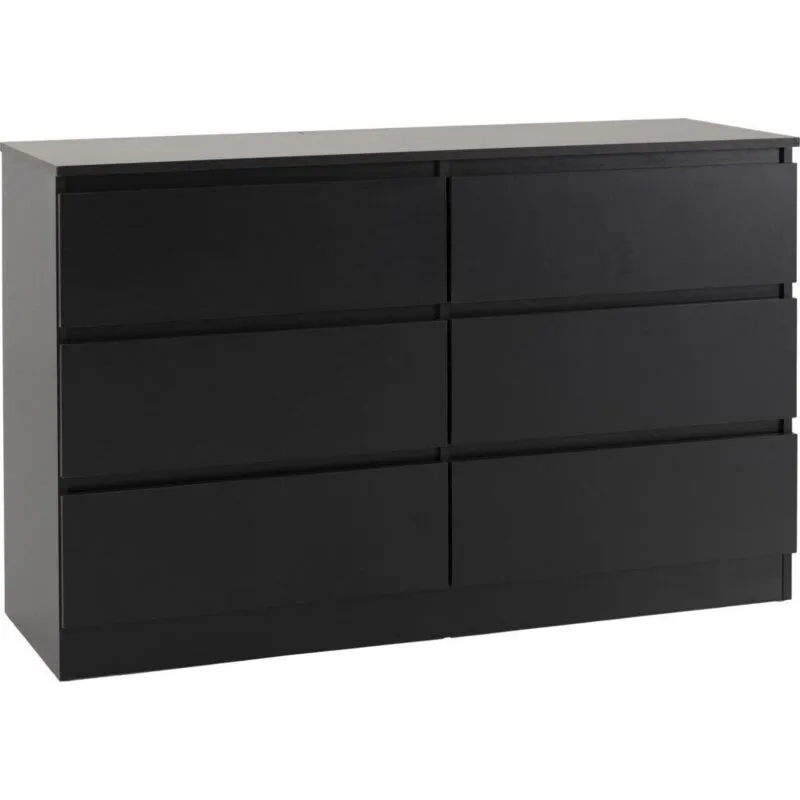 Seconique Malvern 6 Drawer Chest in Black Black