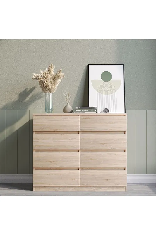 Seconique Malvern 8 Drawer Chest in Light Oak Light Oak