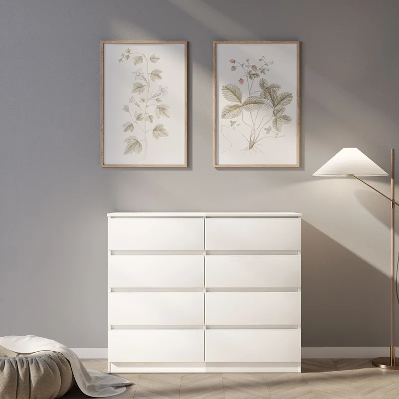 Seconique Malvern 8 Drawer Chest in White White