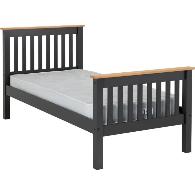 Seconique Monaco 3' Single Bed High Foot End in Dark Grey Dark Grey
