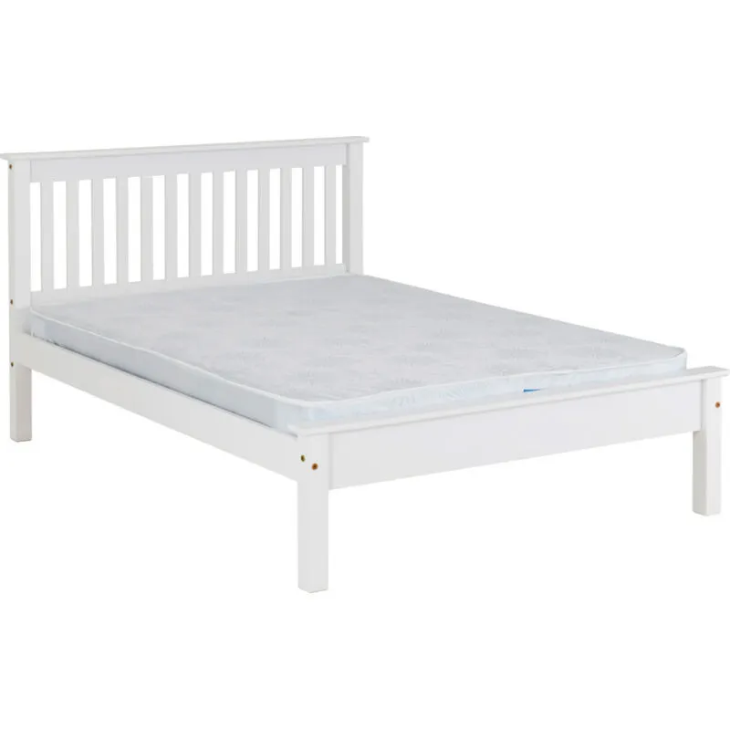 Seconique - Monaco 4 Feet 6 Inches Bed Low Foot End - L204 x W148 x H102.5 cm - White